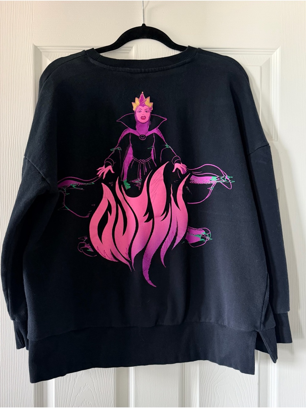 Disney Black Sweatshirt with Pink Snow White Evil Queen Villain Graphic